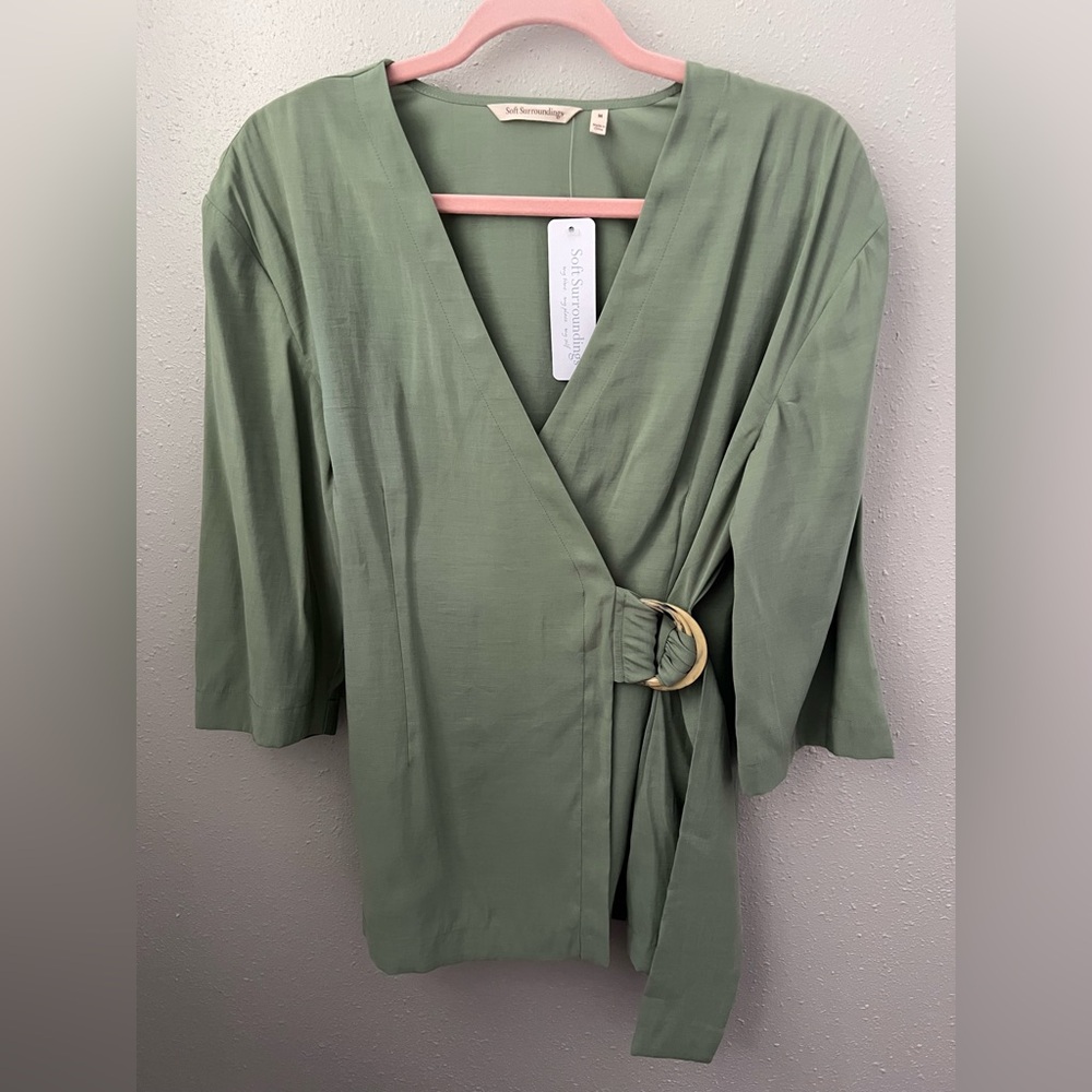 Soft Surroundings Sweet Pea Wrap Tunic in Bayberry Size Medium New - Picture 4 of 10